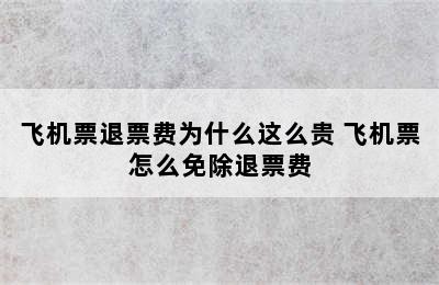 飞机票退票费为什么这么贵 飞机票怎么免除退票费